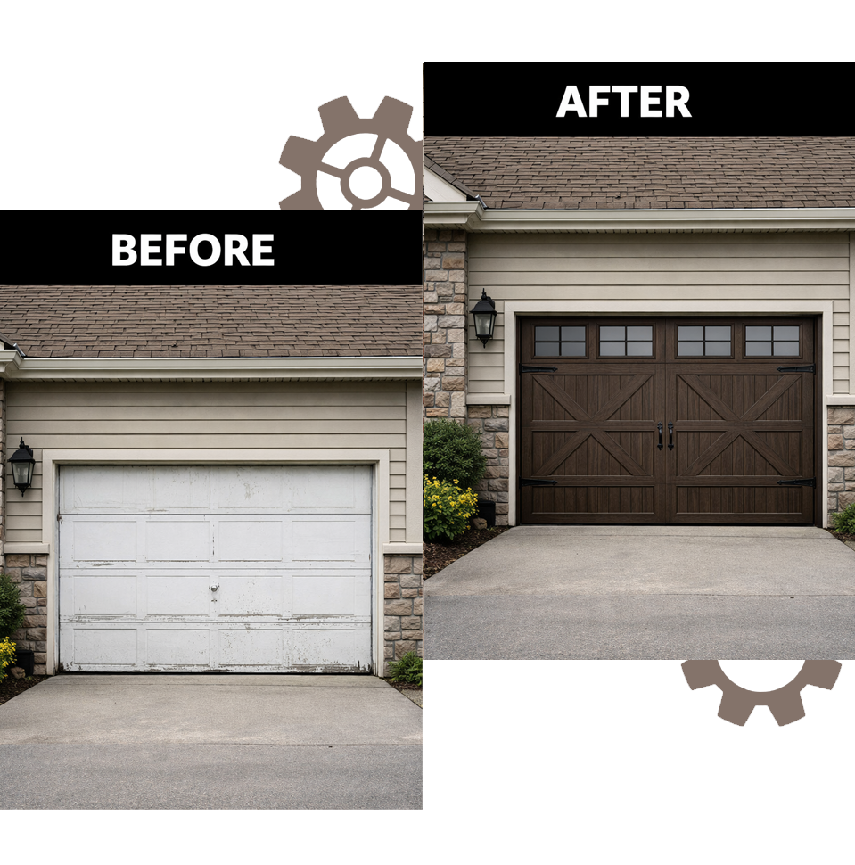 Before and after garage door repair in Imperial Beach CA